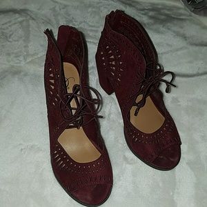 Burgundy booties